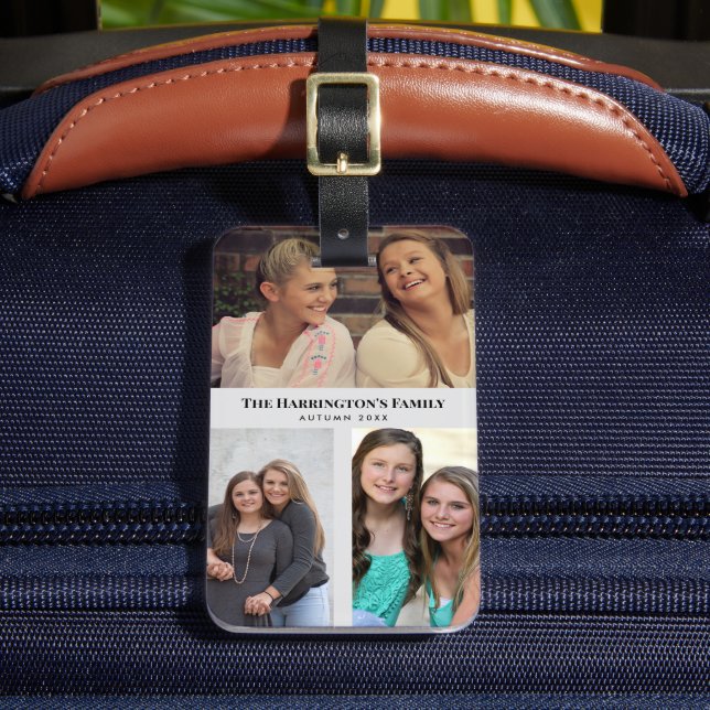 Étiquette À Bagage Personnalisé 3 sections Photos de famille Collage  (Insitu Rectoal 2)