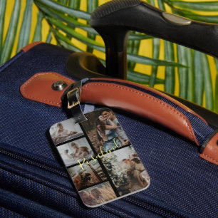 Étiquette À Bagage Personnalisé 5 photos Instagram Collage Signature