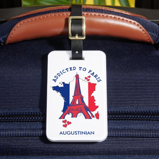 Étiquette À Bagage Personnalisé ADDICTÉ À PARIS (Insitu Rectoal 2)