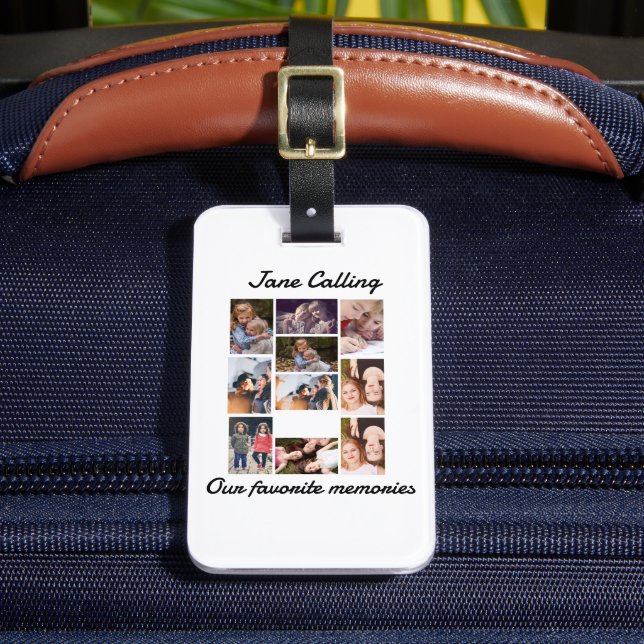Étiquette À Bagage Personnalisé Amis Moderne 10 Photo Collage (Insitu Rectoal 2)