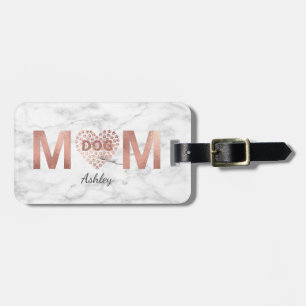 Étiquette À Bagage Personnalisé Chien Maman Rose Gold Empreintes de p