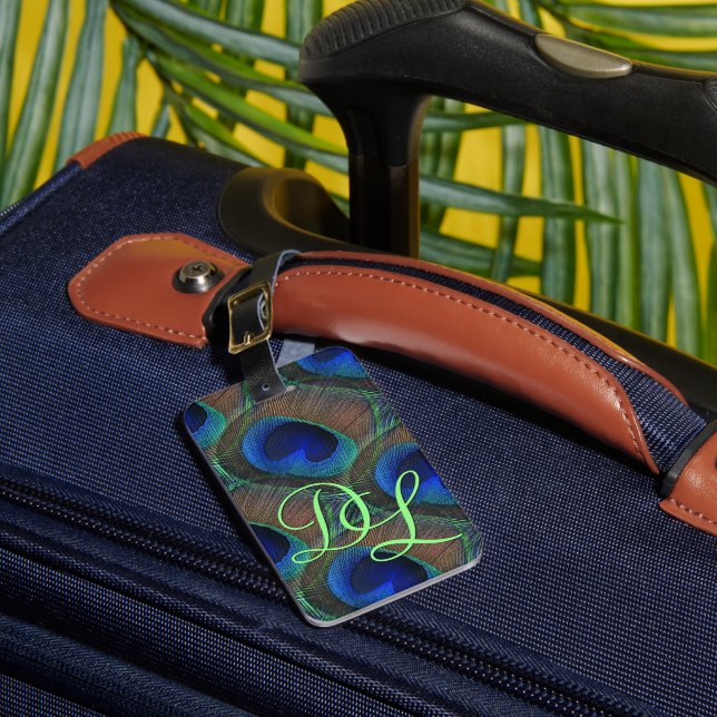 Étiquette À Bagage Personnalisé Élégant Joli Motif Peacock (Insitu Rectoal 1)