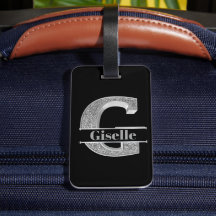 Personnalisé G Premier Monogramme Argent Votre Nom