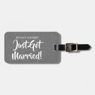 Étiquette À Bagage Personnalisé, juste marié Silver Confetti