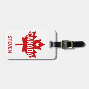 Étiquette À Bagage Personnalisé Love Canada drapeau de la feuille de