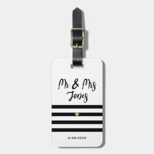 Étiquette À Bagage Personnalisé M. et Mme Script Mariage Newlysée