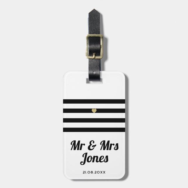 Étiquette À Bagage Personnalisé M. et Mme White Mariage Newlysée (Devant Vertical)