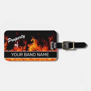 Étiquette À Bagage Personnalisé Nom Bande Flames Rock & Roll Musicien