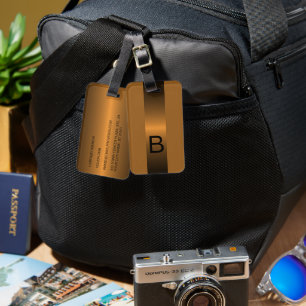 Étiquette À Bagage Personnalisé Nom Simple Noir Rouge Cuivre Revêteme