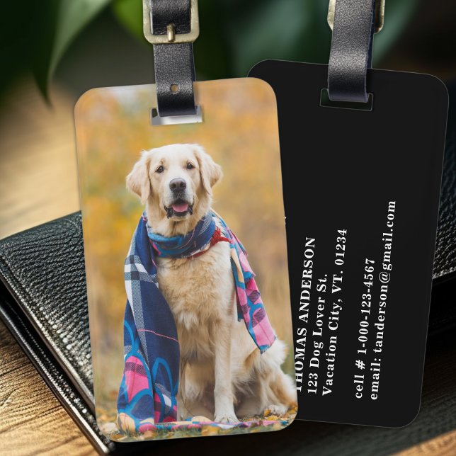 Étiquette À Bagage Personnalisé Photo Amoureux des chiens Pet Personn (Créateur téléchargé)
