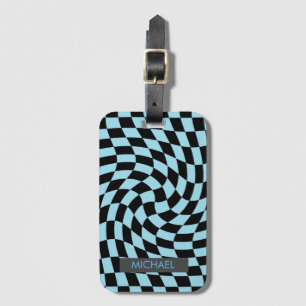 Étiquette À Bagage Personnalisé Retro dépoli Noir À damiers