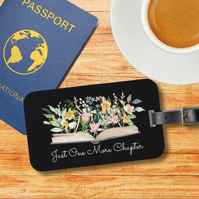 Étiquette À Bagage Personnaliser Devis Aquarelle Livre Fleur Floral (In situ)