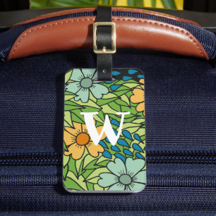 Étiquette À Bagage Personnaliser Fleurs Rétro Large Échelle Multicolo