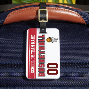 Étiquette À Bagage Personnaliser le basket-ball noir rouge et blanc