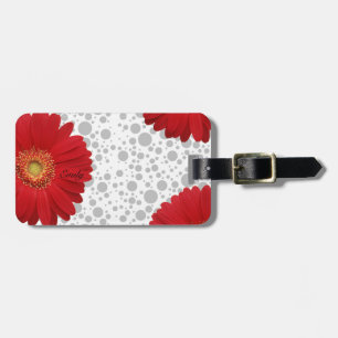 Étiquette À Bagage Personnaliser Polka Dot Red Daisy