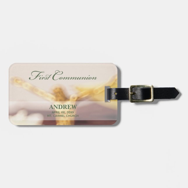 Étiquette À Bagage Personnaliser, Première communion Félicitations (Devant horizontal)