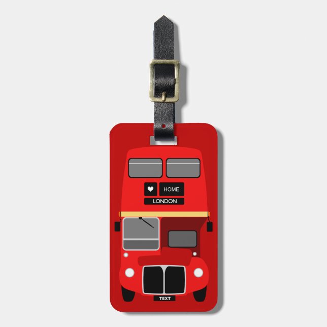 Étiquette À Bagage Personnalisez le rétro autobus à  impériale rouge (Devant Vertical)