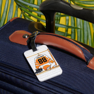 Étiquette À Bagage Personnalized orange et blanc hockey Jersey