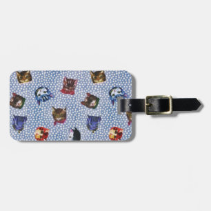 Étiquette À Bagage Pet Chat Bleu Pois Kitten Aquarelle