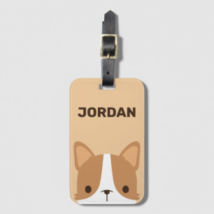 Étiquette À Bagage Petit Chien Corgi mignon avec nom personnalisé