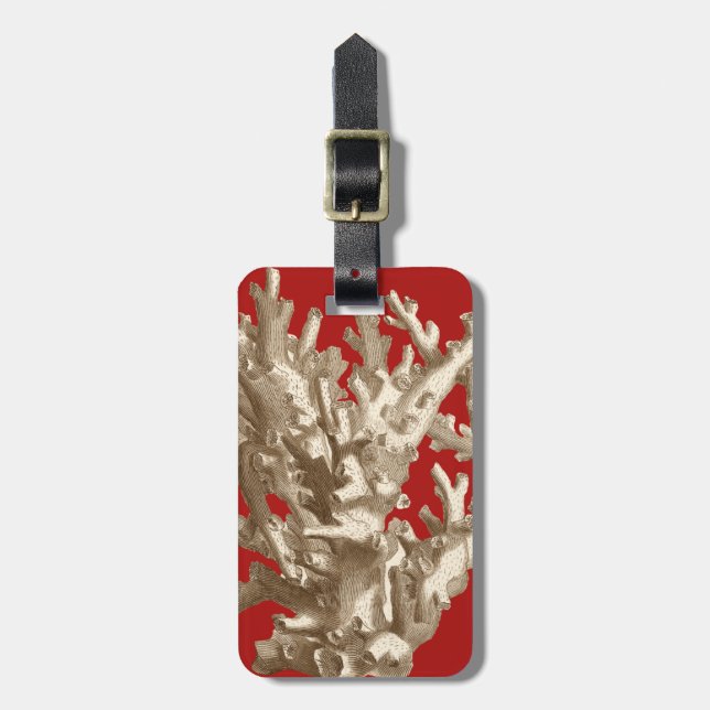 Étiquette À Bagage Petit corail en rouge (Devant Vertical)
