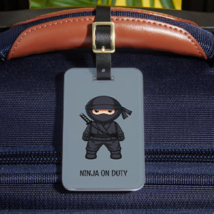 Étiquette À Bagage Petit Ninja Warrior sur Grey