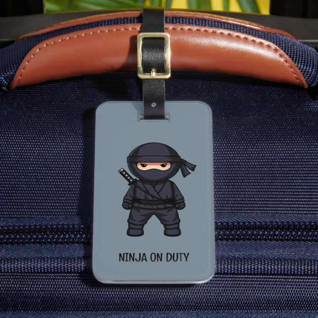 Étiquette À Bagage Petit Ninja Warrior sur Grey (Insitu Rectoal 2)