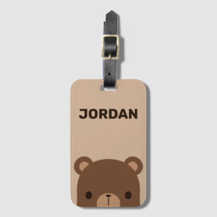 Étiquette À Bagage Petit ours Brown mignon avec nom personnalisé