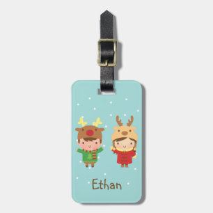 Étiquette À Bagage Petits enfants de Reindeer Joyeux bagage de Noël