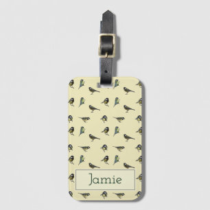 Étiquette À Bagage Petits oiseaux Motif sur beige Personnalisé