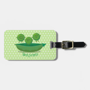 Étiquette À Bagage Petits pois sauteurs en pod dessin animé illustrat