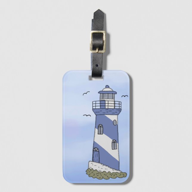 Étiquette À Bagage phare bleu (Devant Vertical)