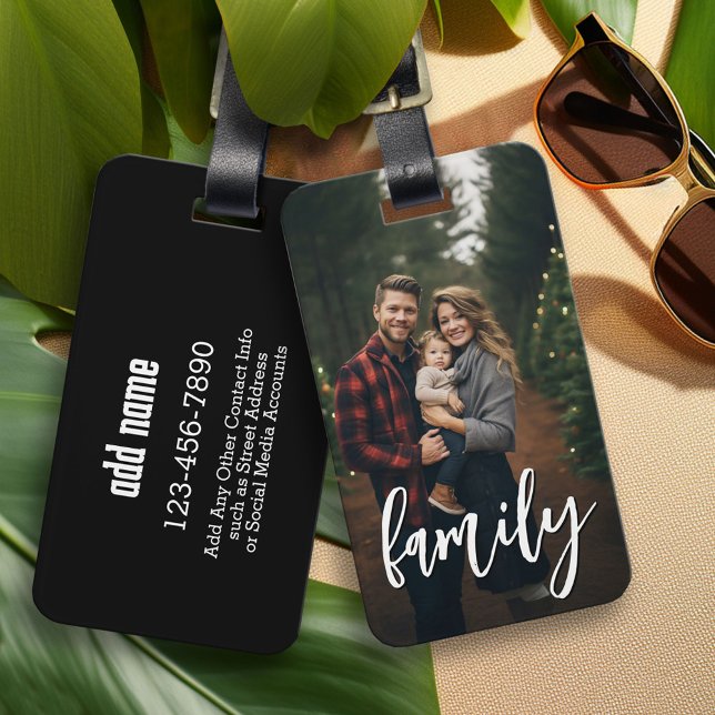 Étiquette À Bagage Photo complète - Texte de la famille de scripts ve (Personalized Luggage Tag)