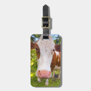 Étiquette À Bagage Photo de l'animal de ferme de vache Nom personnali