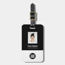 Étiquette À Bagage Photo de l'employé, Code barre, Logo, Nom