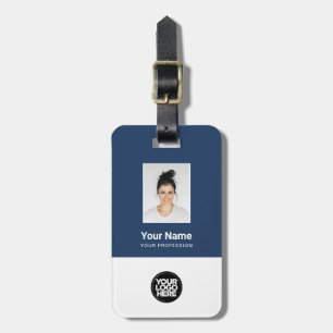 Étiquette À Bagage Photo de l'employé, Code barre, Logo, Nom
