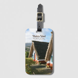 Étiquette À Bagage Photo de l'île de Madère avec Maisons Typiques, Po