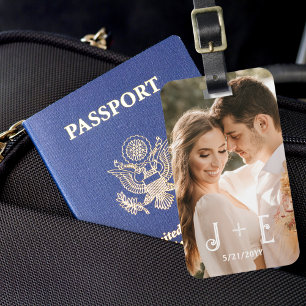 Étiquette À Bagage Photo de mariage élégante