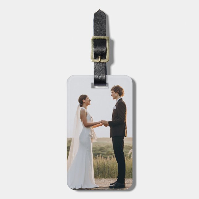 Étiquette À Bagage Photo de mariage personnalisée (Devant Vertical)