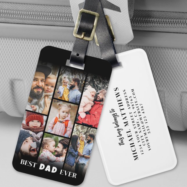 Étiquette À Bagage Photo de papa personnalisée (Personalized Dad Photo Luggage Tag)
