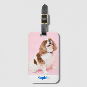 Étiquette À Bagage Photo de votre chien ou animal de compagnie, Nom b