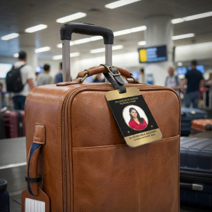Étiquette À Bagage Photo d'entreprise Or Noir Élégant Personnaliser