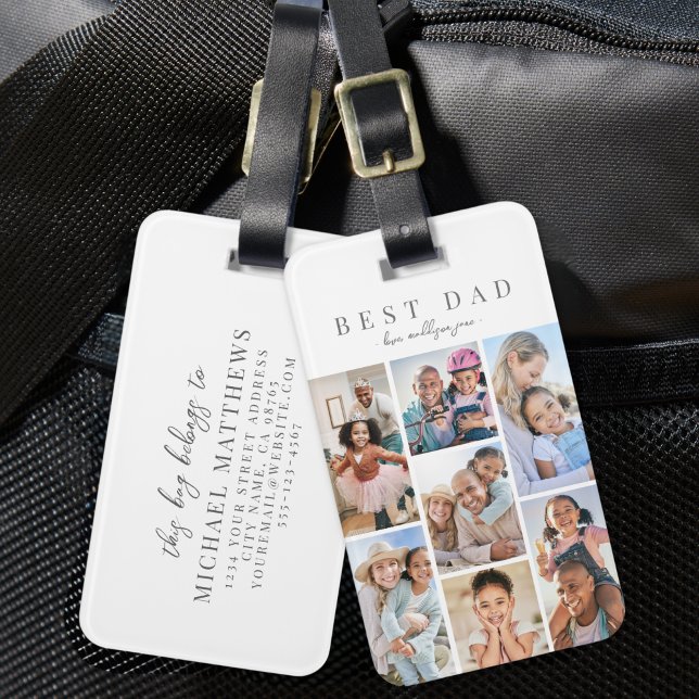 Étiquette À Bagage Photo papa personnalisée (Custom Dad Photo Luggage Tag)
