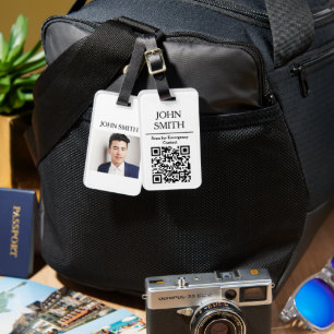 Étiquette À Bagage Photo personnalisée & Code QR