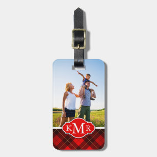 Étiquette À Bagage Photo personnalisée et Monogram Wallace tartan arr