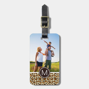 Étiquette À Bagage Photo personnalisée et monogramme motif de peau de