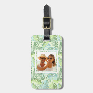 Étiquette À Bagage Photo personnalisée Feuilles de la palme tropicale