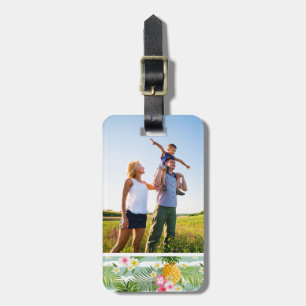 Étiquette À Bagage Photo Personnalisée Fleurs Tropicales & Grandes An