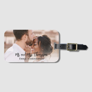 Étiquette À Bagage Photo personnalisée Nouveaux mariés Mariage Couple