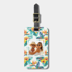 Étiquette À Bagage Photo Personnalisée Oiseau Du Paradis Et Motif Des